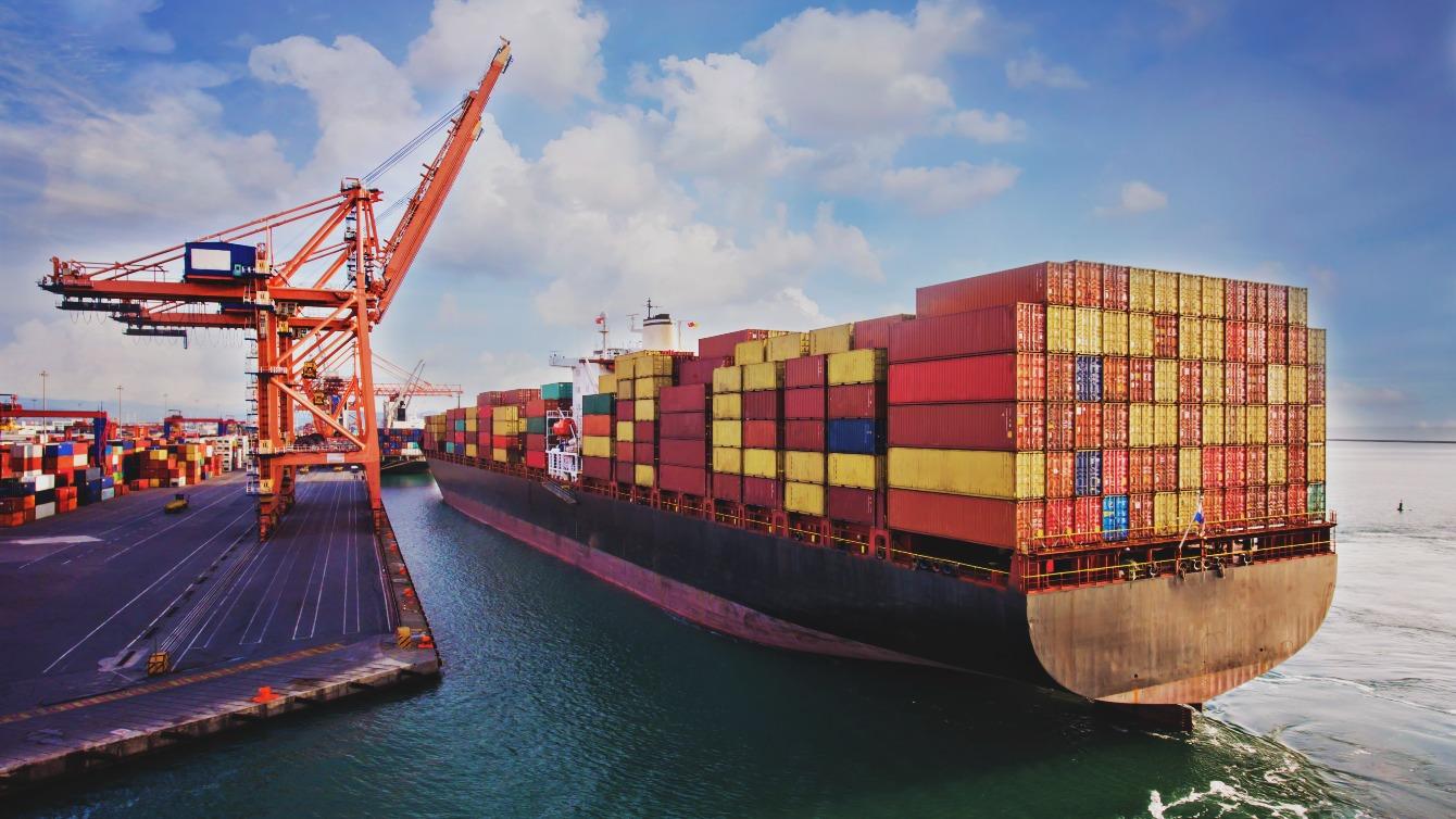 Container ship on water